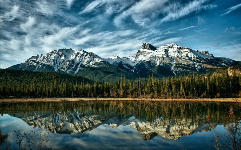 Лес горы озеро Канада