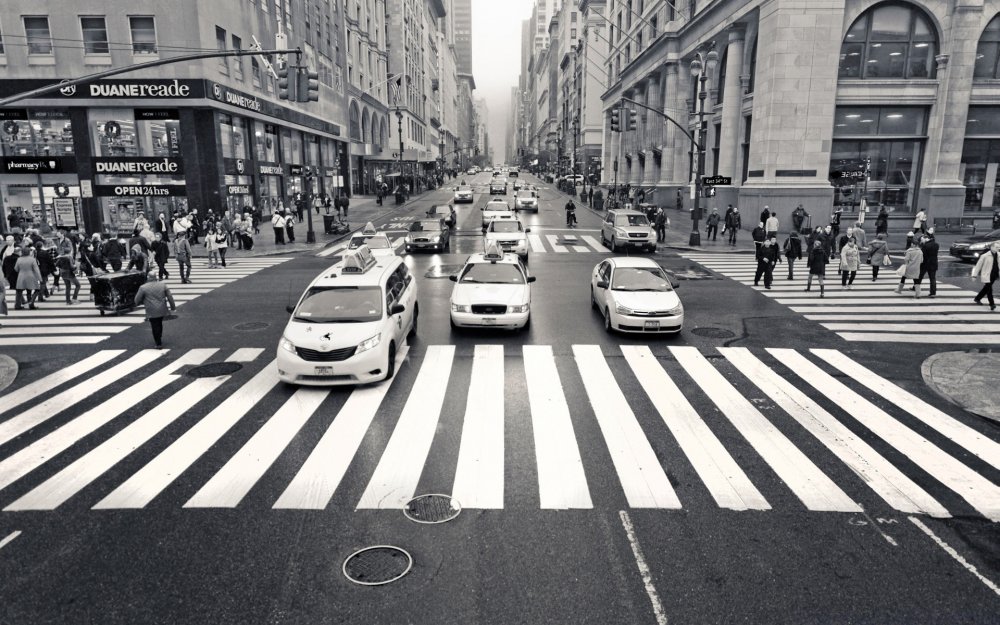 Нью Йорк улица машины перекресток