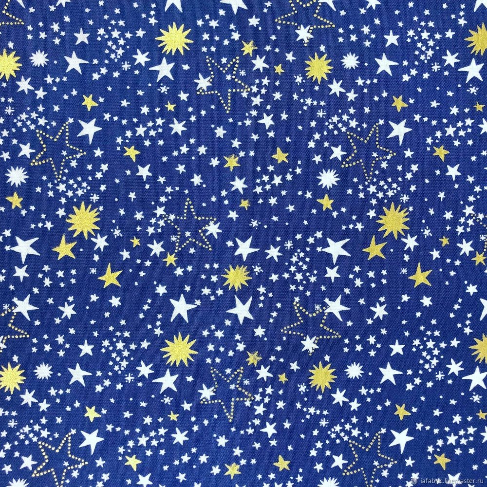 Ткань золотые звезды на синем