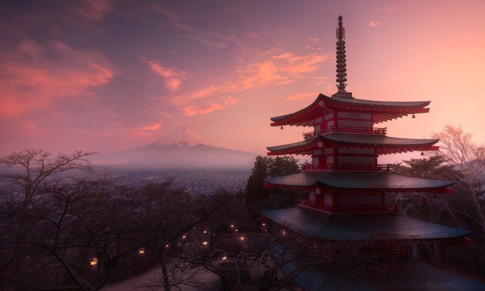 Храм Японии Фуджи.