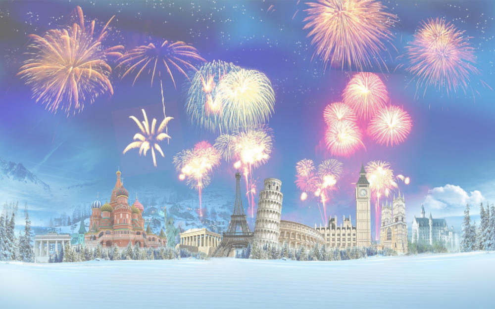 Вектор праздничный город новый год