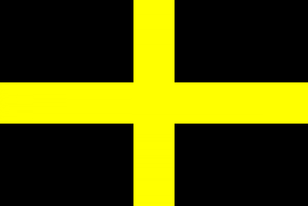 Черный крест на желтом фоне