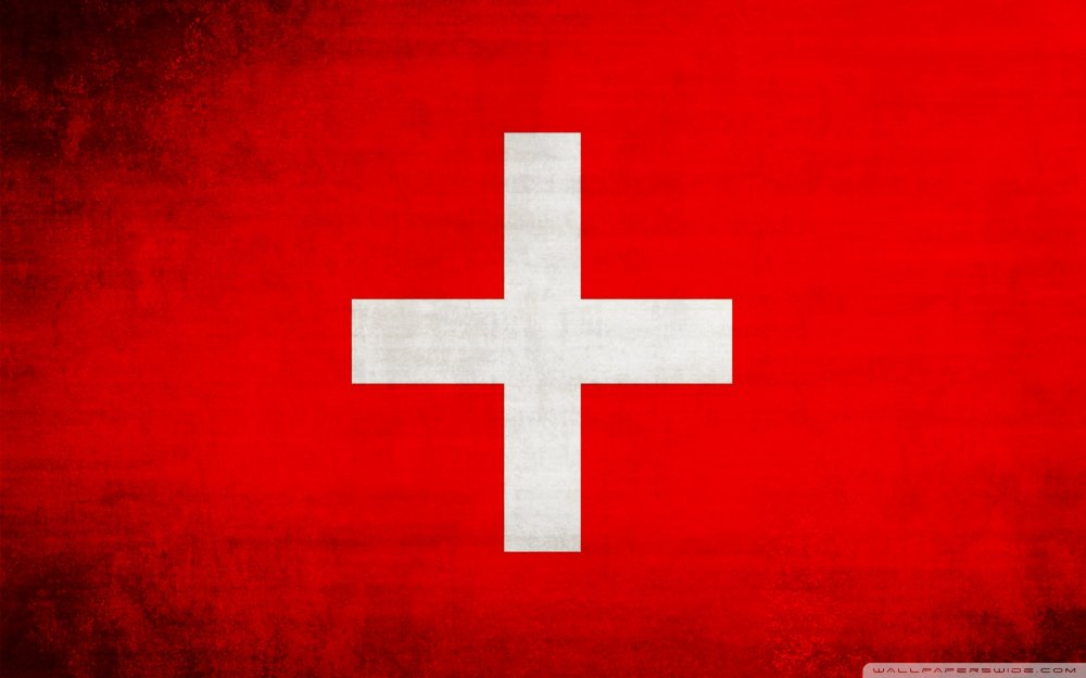 Флаг Швейцарии и флаг красного Креста