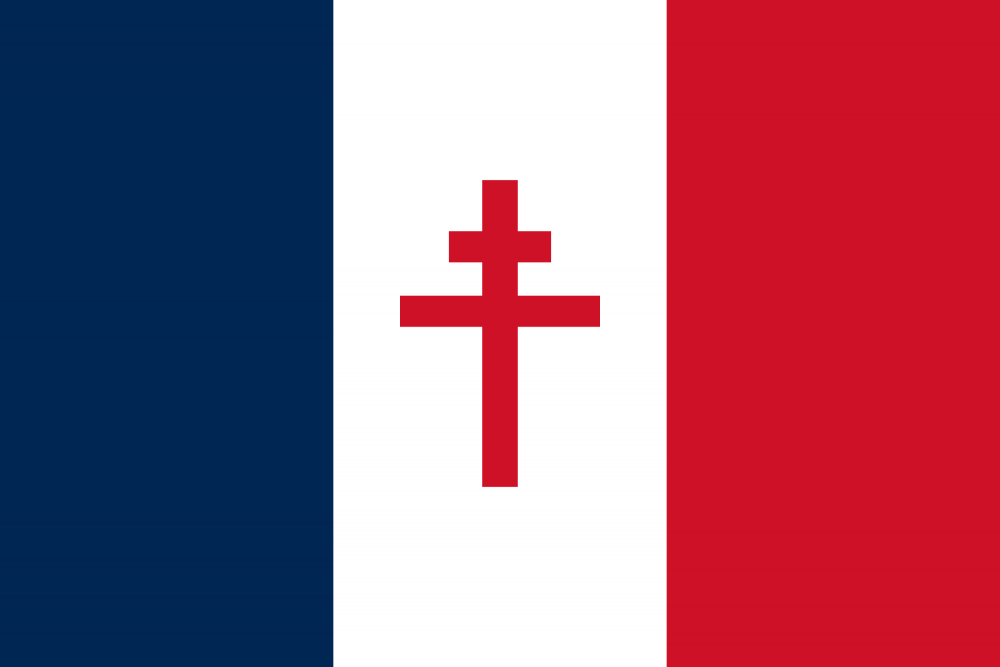 Бело красный флаг с крестом в левом углу