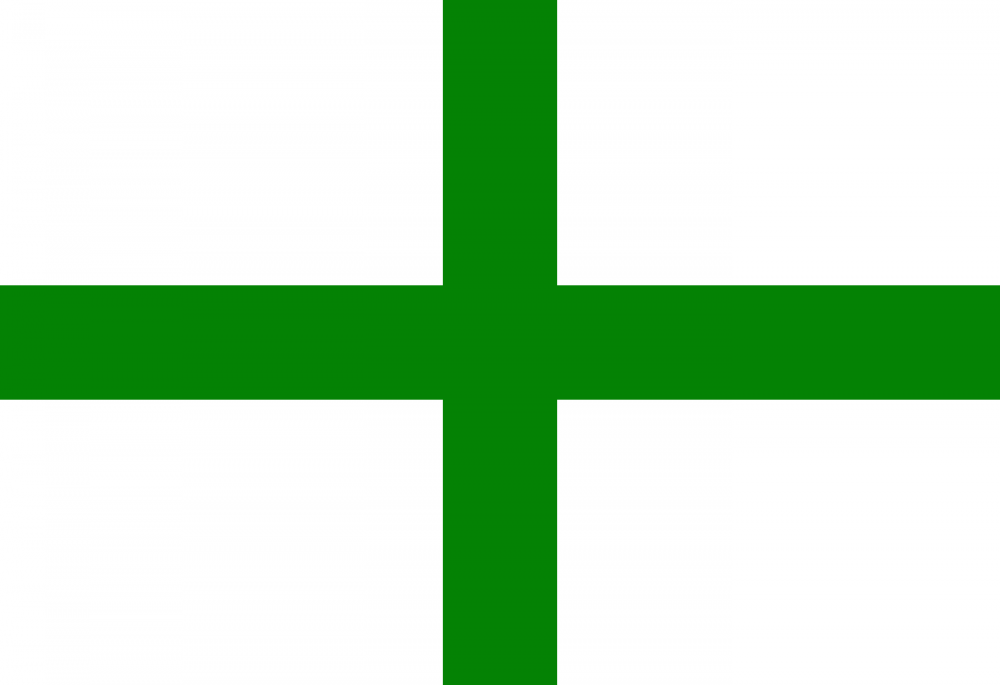 Красный крест на зеленом фоне