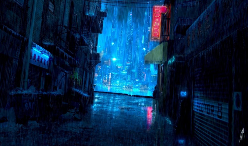 Cyberpunk 2077 город ночь