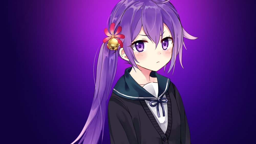 Аниме девушка с фиолетовыми волосами