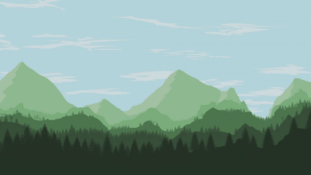 Стилизованный лес и горы