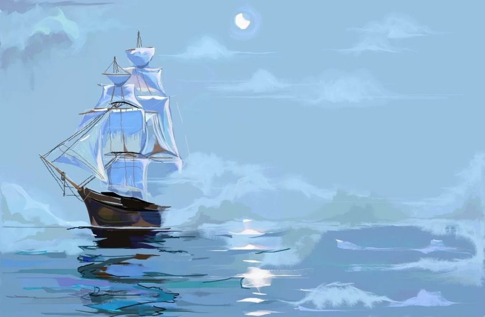 Корабль в море для детей