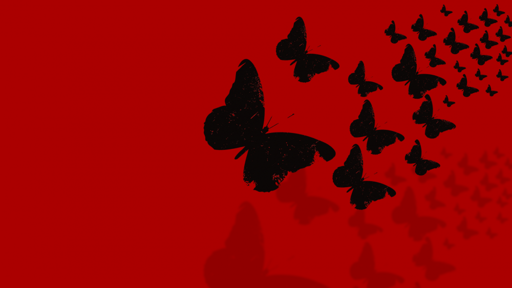 Красная бабочка на черном фоне