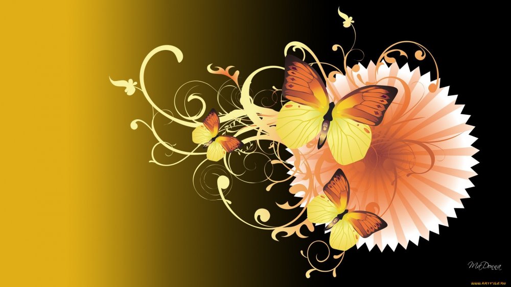 Абстракция цветов и бабочек