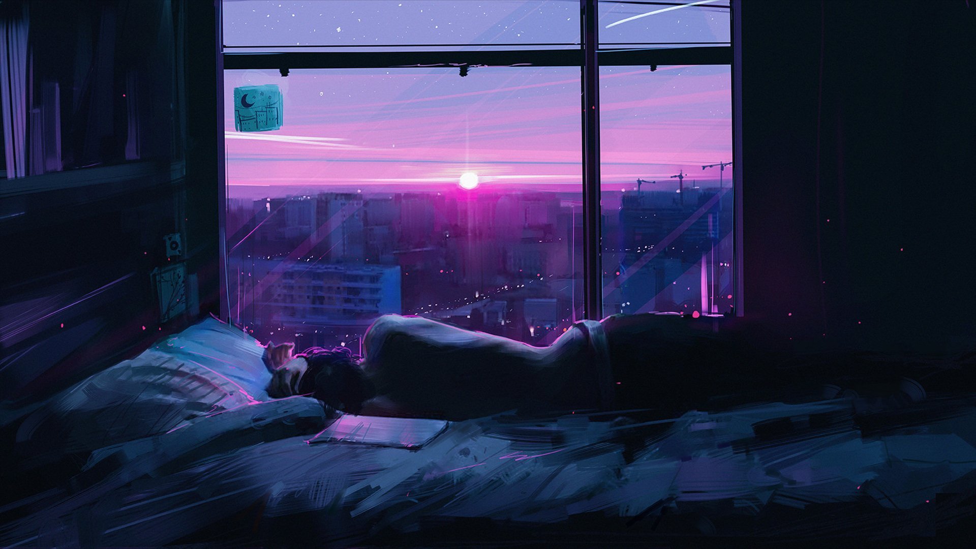 Aesthetic anime bedroom background