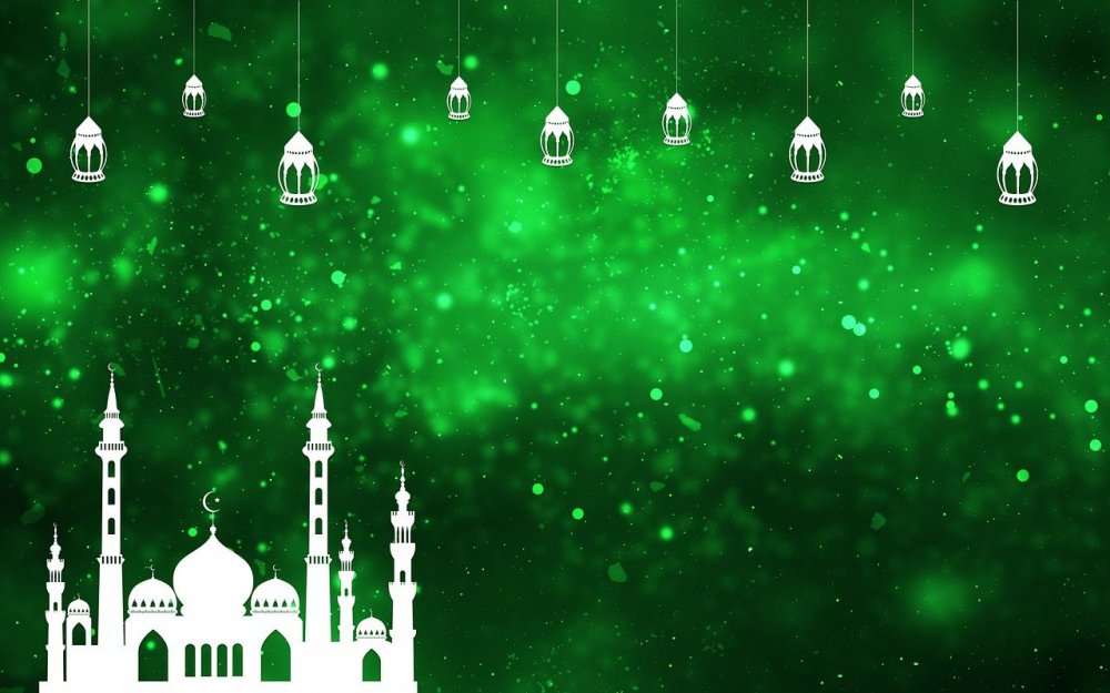 Мечеть на зеленом фоне