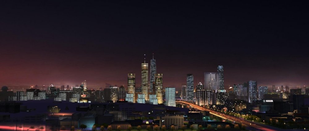 Панорама ночного города для 3д Макс