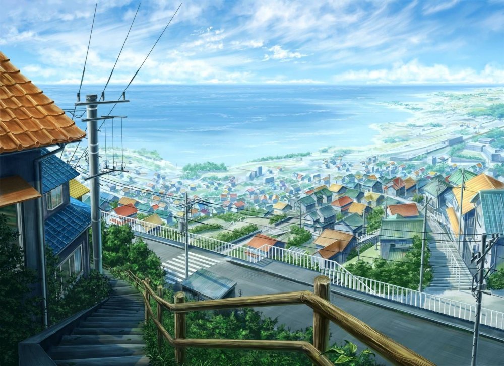 Городские пейзажи в стиле аниме