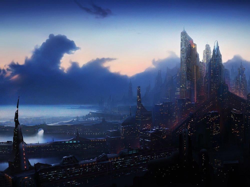 Fantasy Cyberpunk город