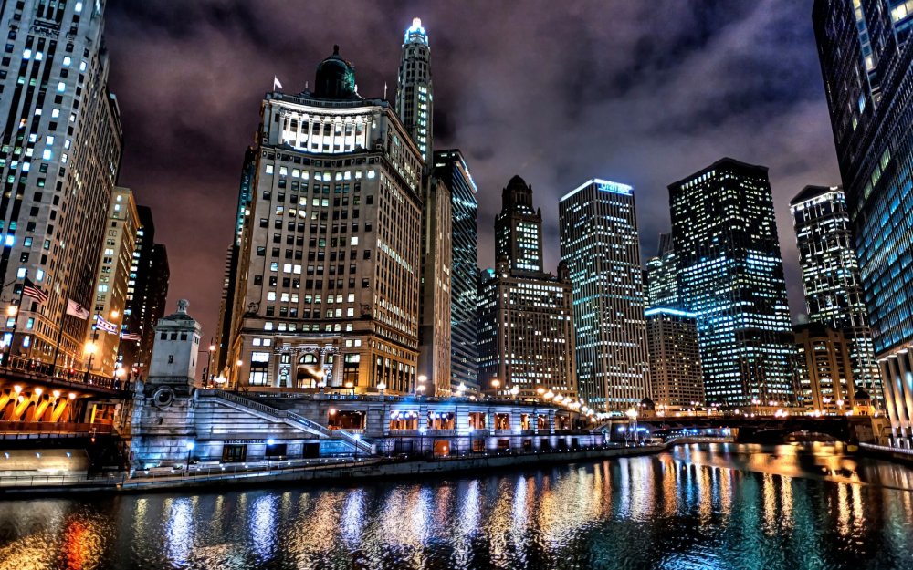 Чикаго (Иллинойс) ночью
