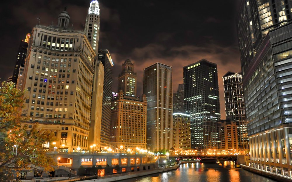 Чикаго (Иллинойс) ночью