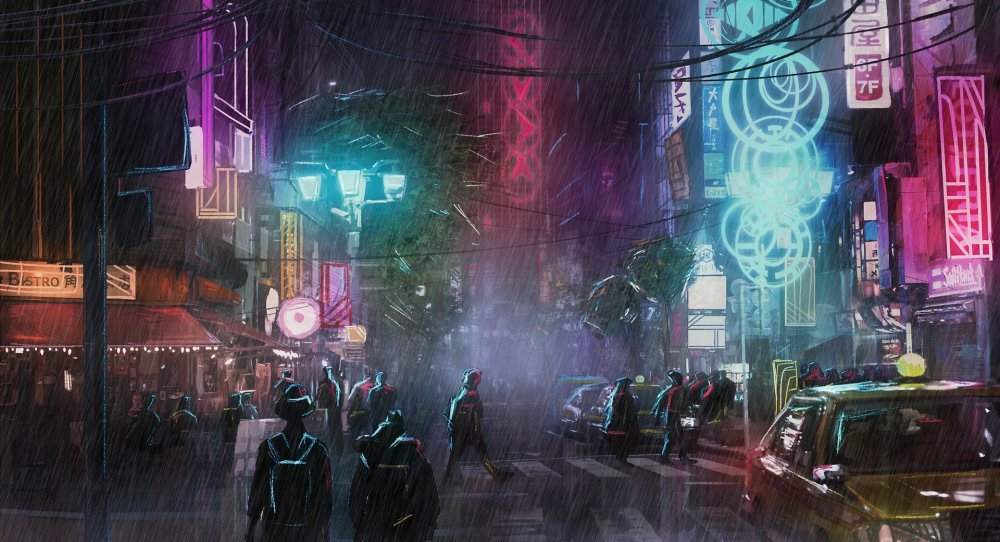 Город в стиле Cyberpunk 2077
