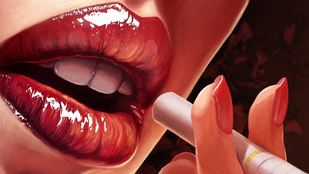 Женские губы с сигаретой