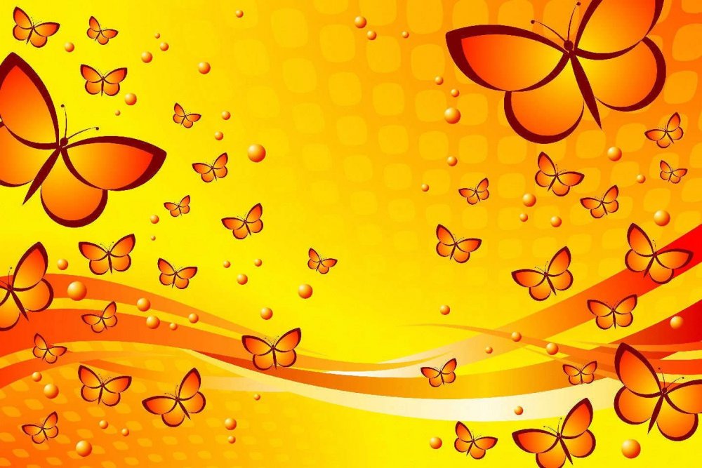 Оранжевый фон с бабочками