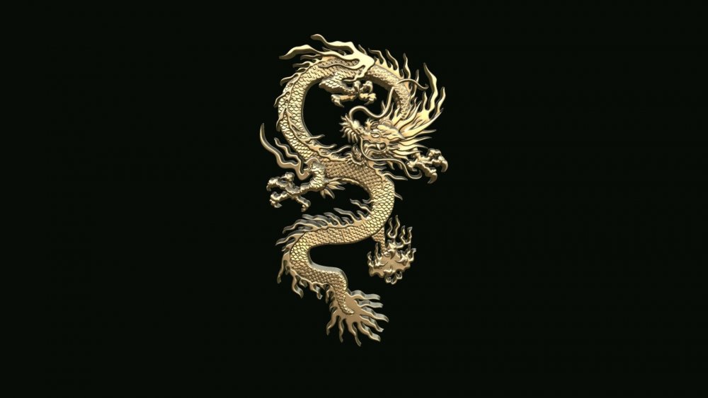 Китайский дракон на черном фоне