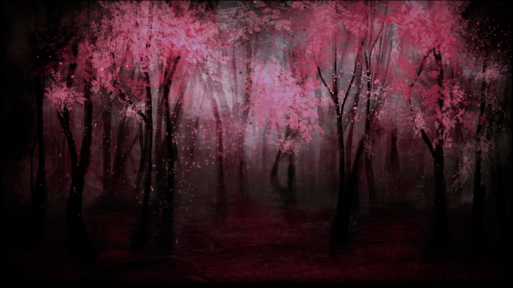 Темный розовый лес
