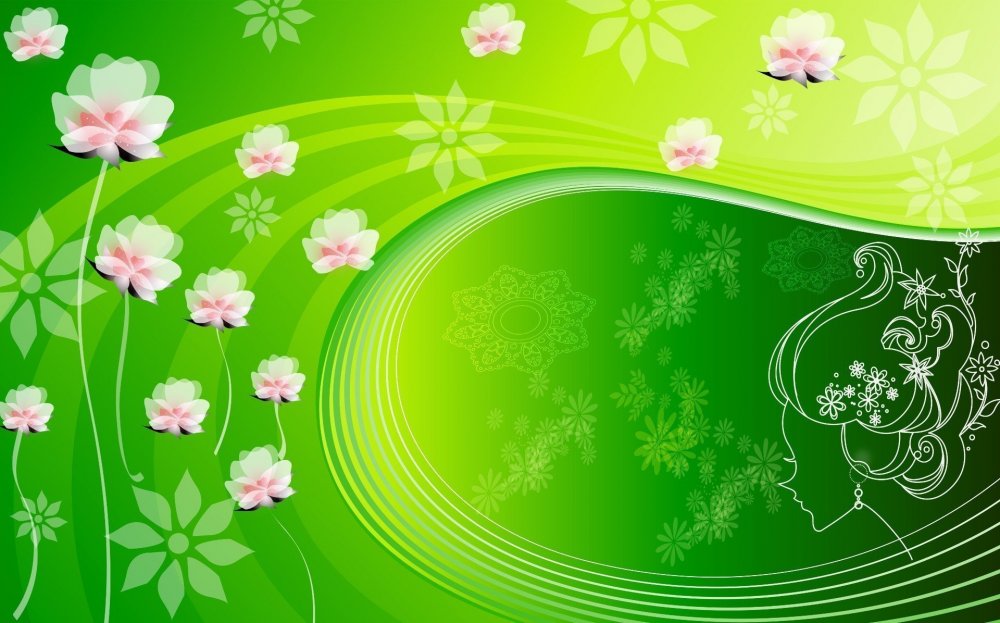Фоны зелёные с цветочным орнаментом