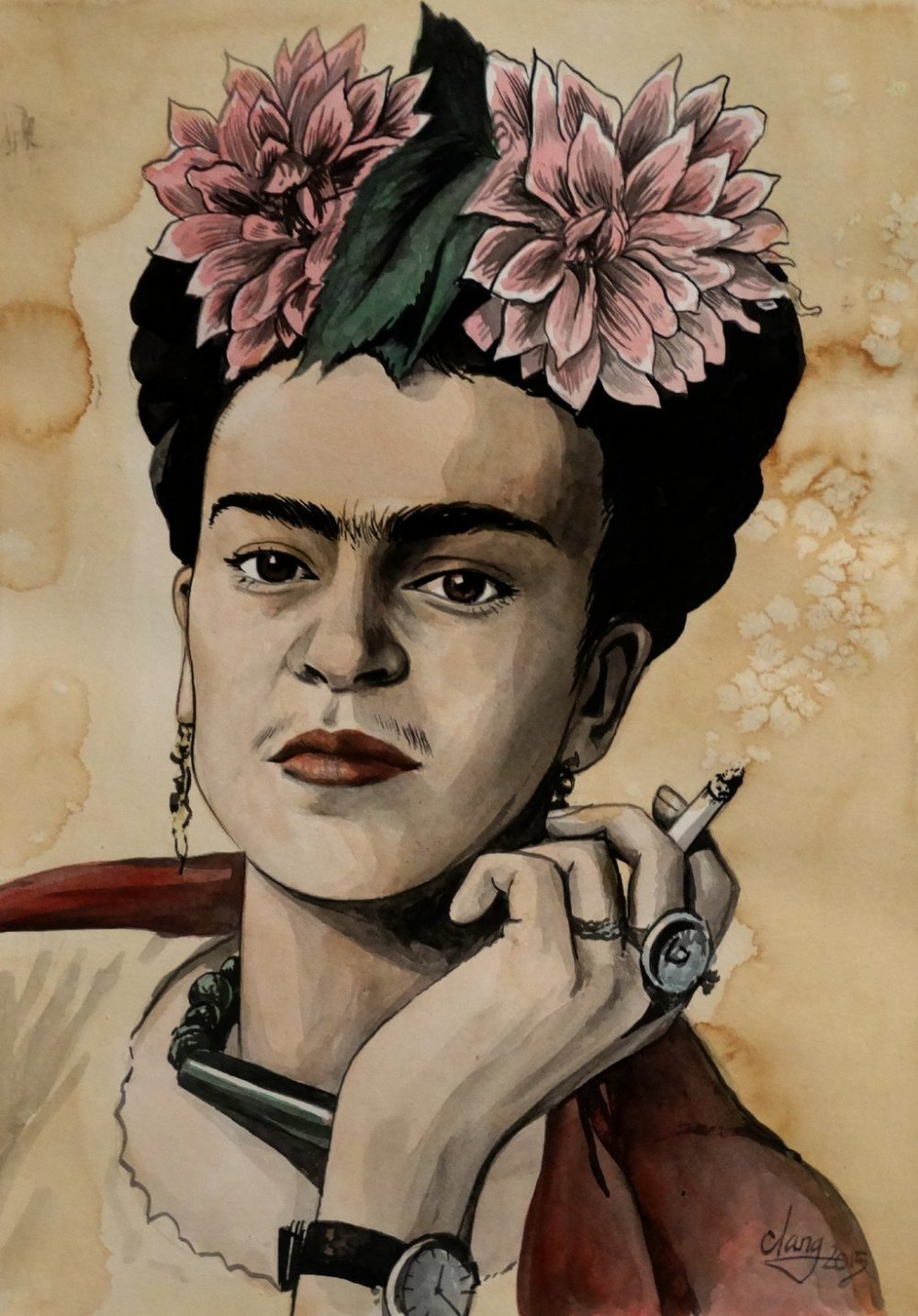 Фрида Кало автопортрет с сигаретой