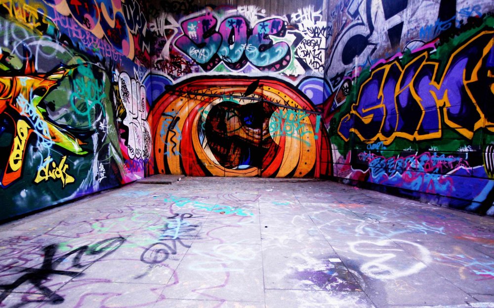 Стена Разрисованная граффити