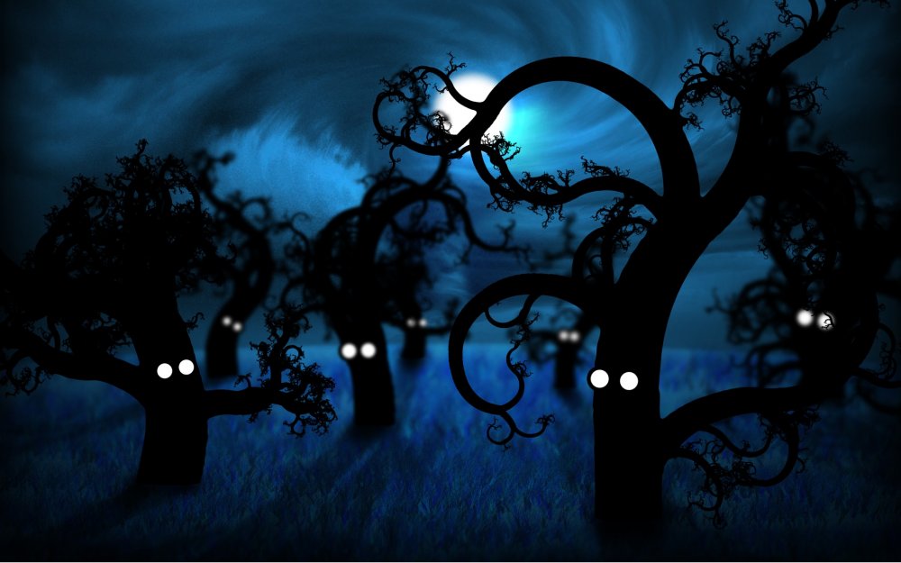 Страшное дерево ночью
