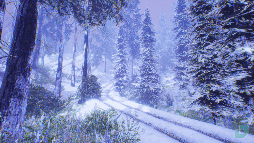 Снежный лес аниме