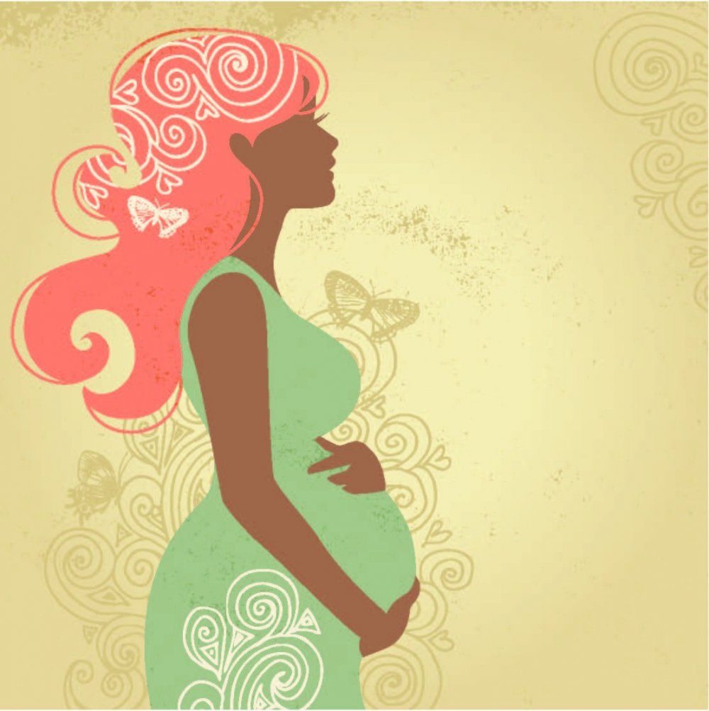 Силуэт беременной женщины в цветах