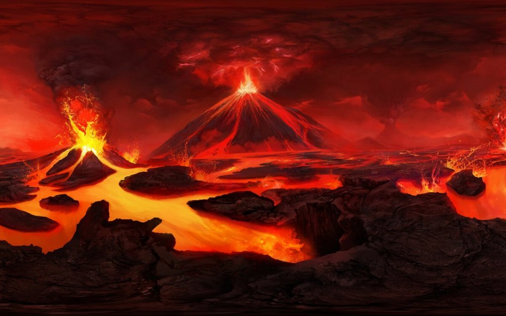 Огненная лава вулкана