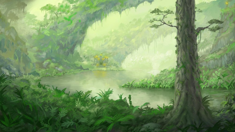 Озеро в джунглях арт