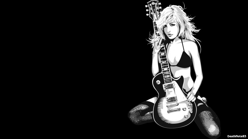 Девушка с гитарой обои