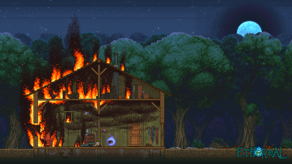 Пиксельный домик в лесу