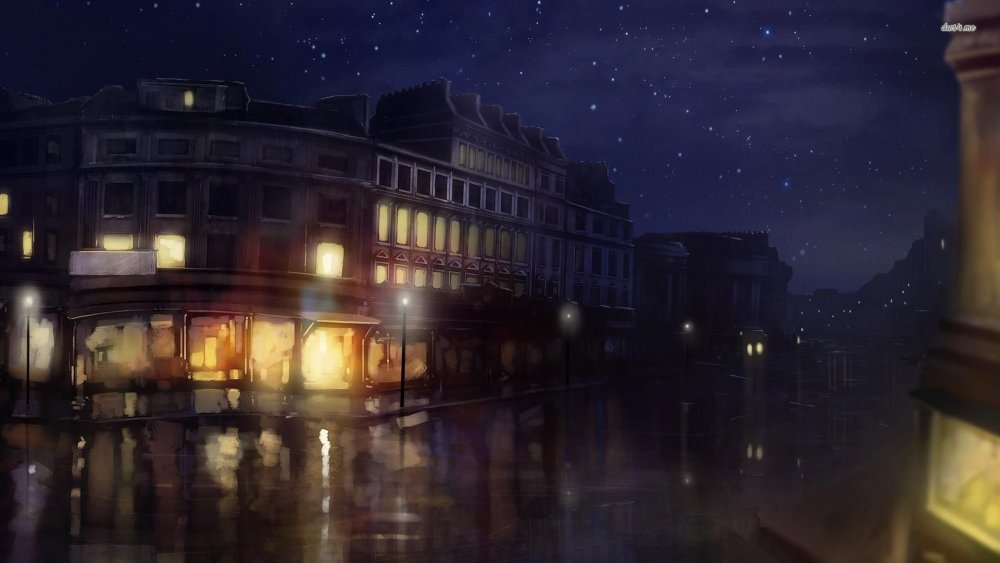 Улицы Токио ночью аниме