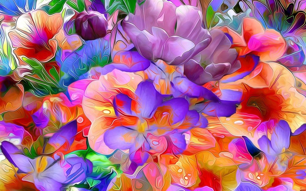 Фон с разноцветными цветами