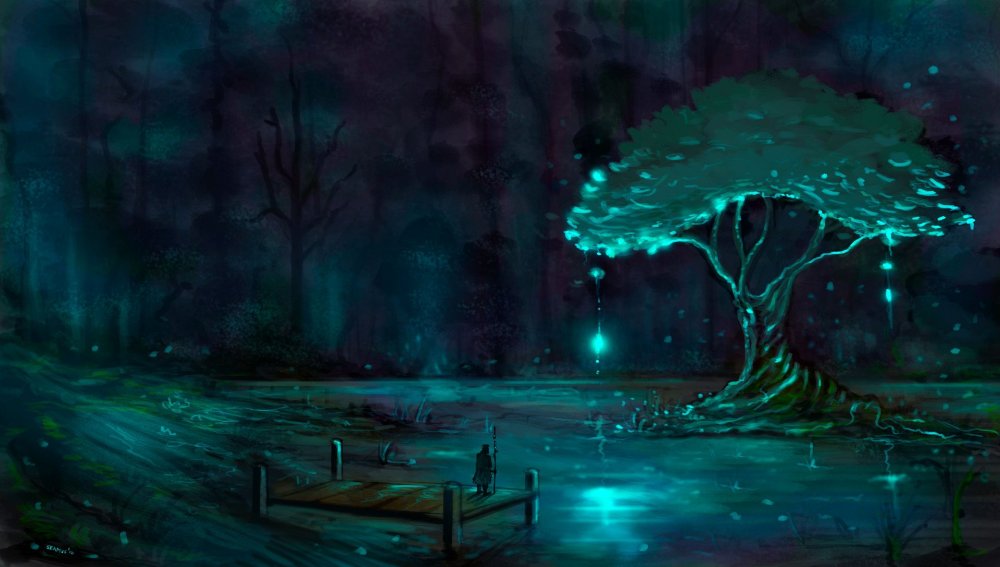 Ночной магический лес