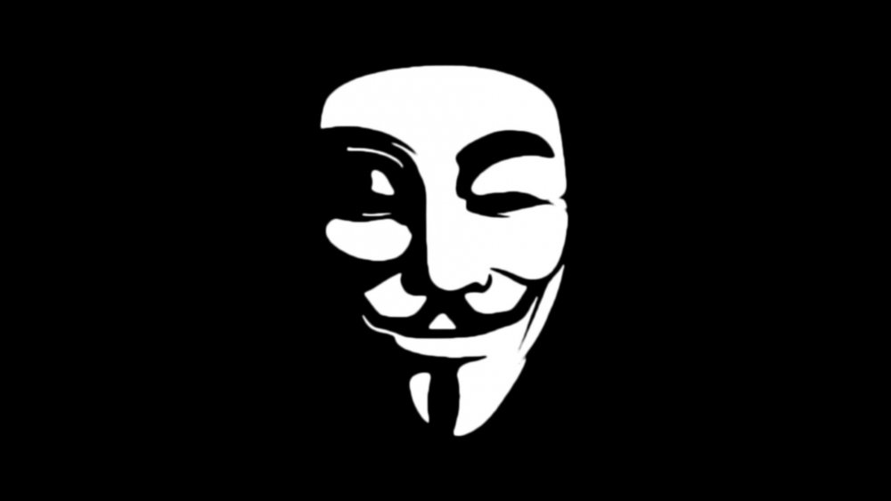 Анонимус маска на черном фоне