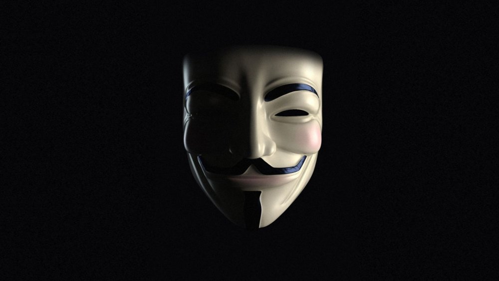 Маска Анонимуса на тёмном фоне
