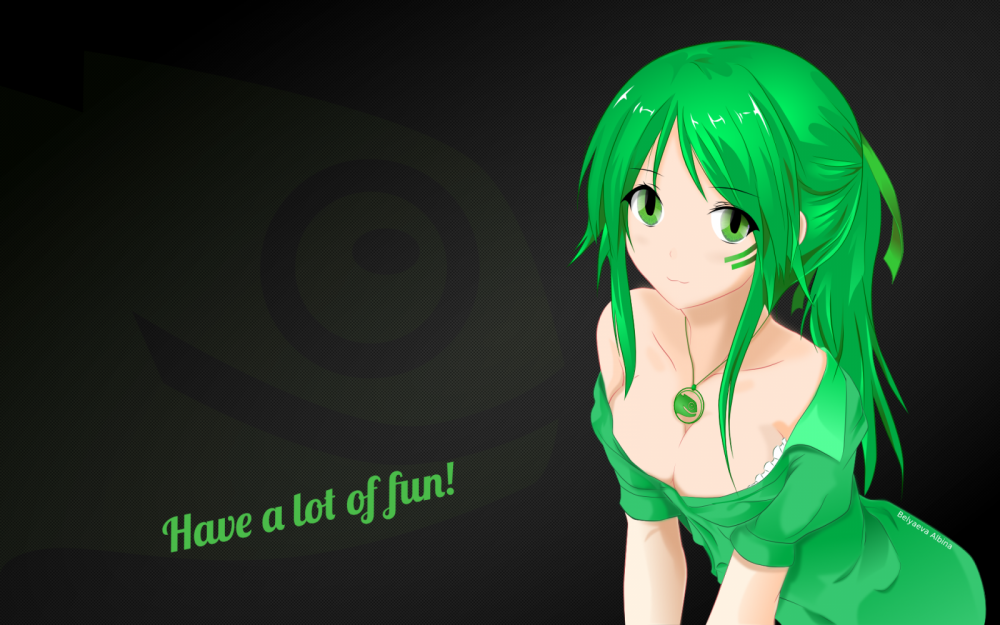 Аниме персонажи на зеленом фоне