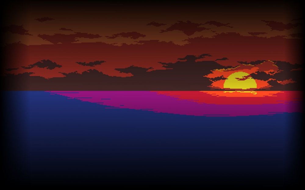 Пиксельный закат на море