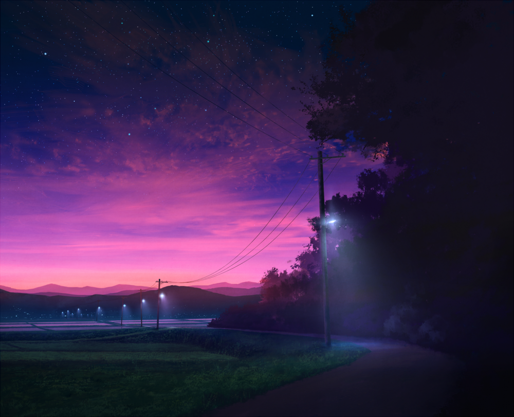 Аниме ночной пейзаж