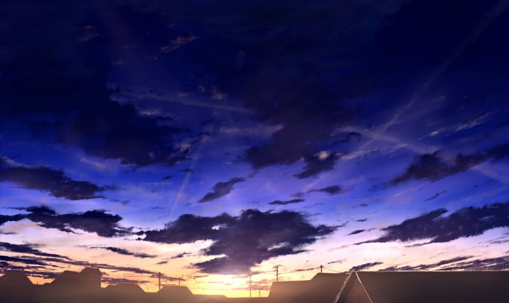 Пасмурное небо аниме