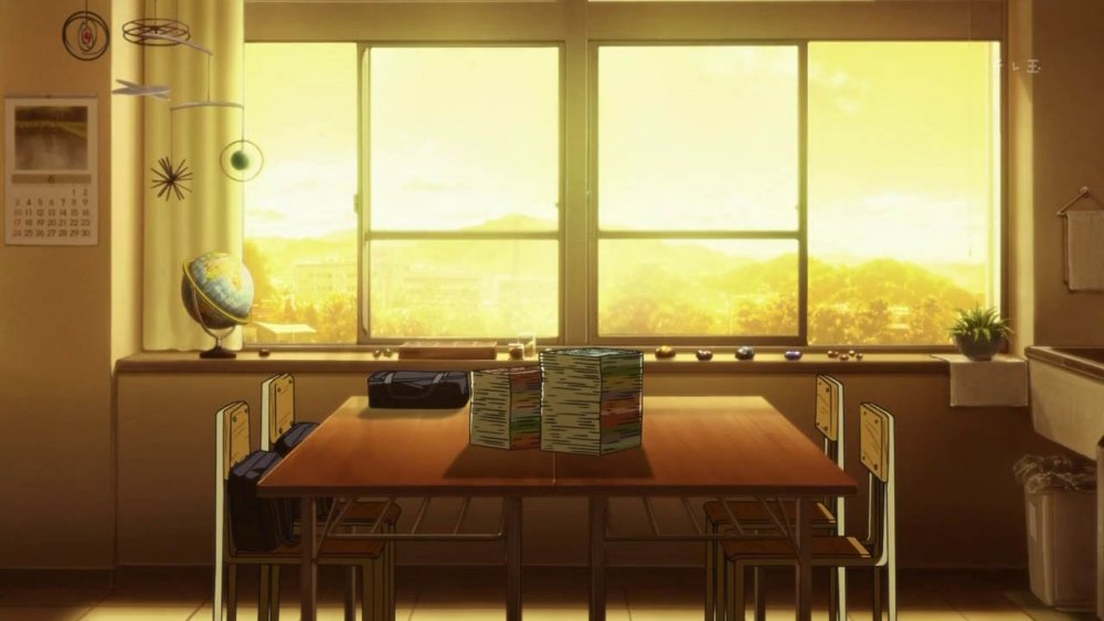 Комната со столом аниме
