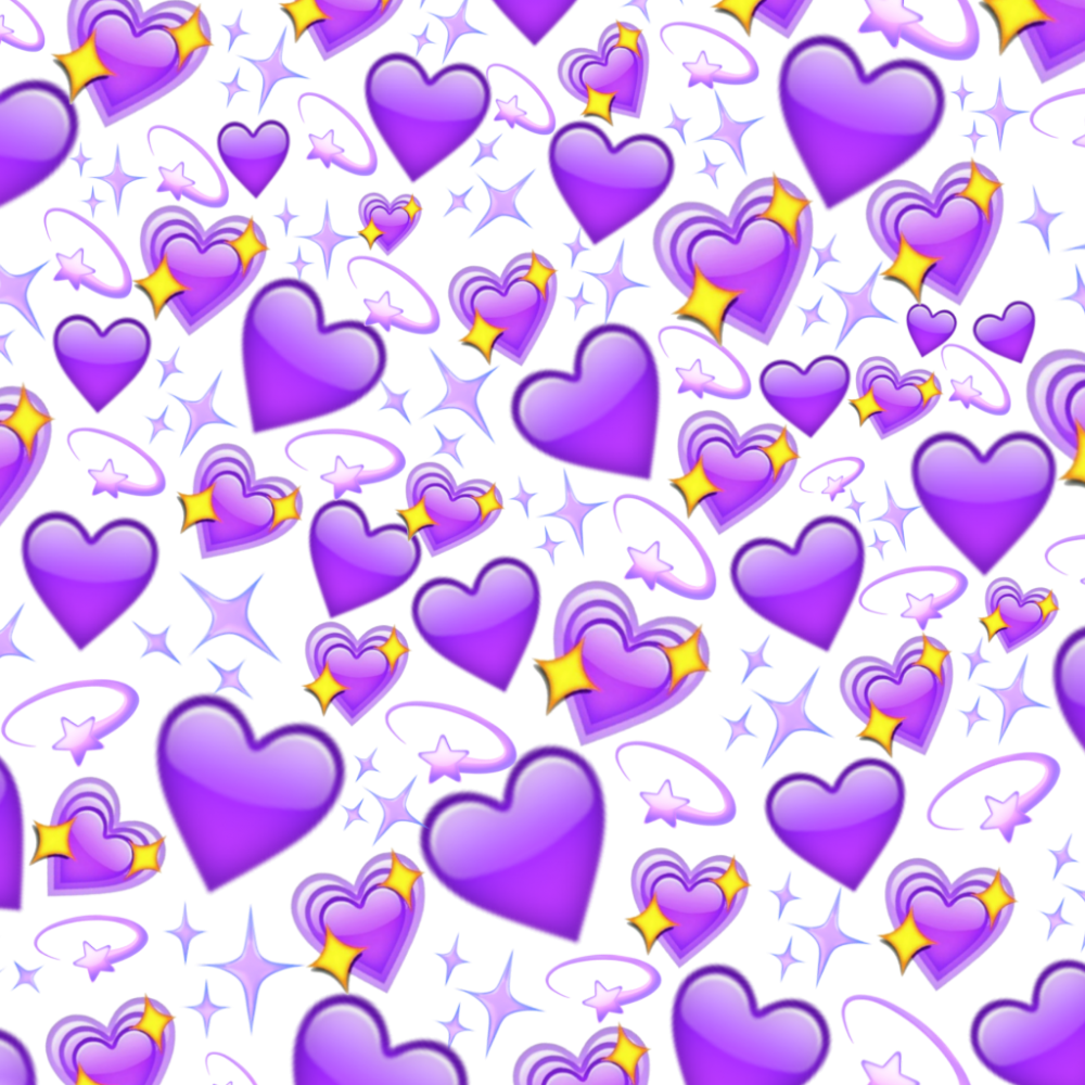Много фиолетовых сердечек