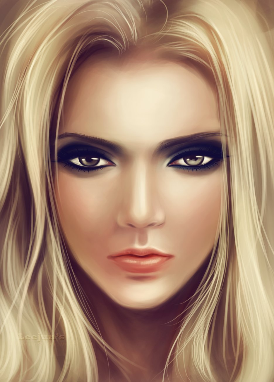 Блондинка с зелеными глазами арт