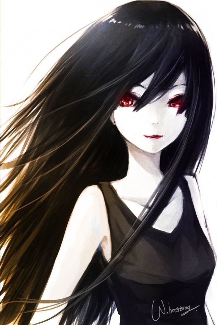 Девушка с черными волосами и глазами